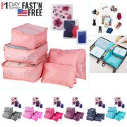 9Pcs Nude Pink Clothes Storage Bags Travel Luggage Organizer