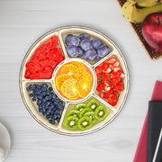 2Pcs Divided Serving Tray with Lid and Handle 360° Rotatable Snack Box Container with 6 Dividers Clear Portable Snack Platters for Fruit Candy Nut Sna