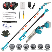 2-IN-1 Cordless Pole Saw And Mini Chainsaw With Extension Pole 21V Battery 8” Electric Brushless Pole Chainsaw with Auto Oiler Safety Switch 6.4LBS Li