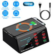 100W USB Charger Hub 8-Port USB Charging Station with LCD Display