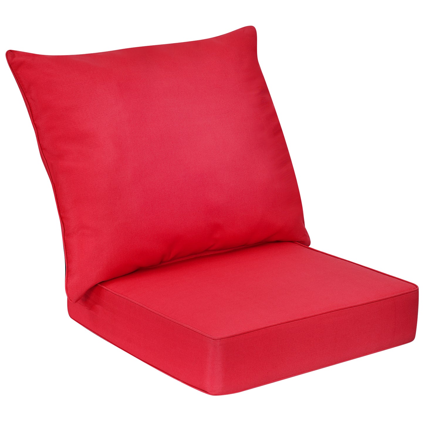 Deep Seat Chair Cushion Pads Set with Rope Belts for Indoor and Outdoor-Black - Red