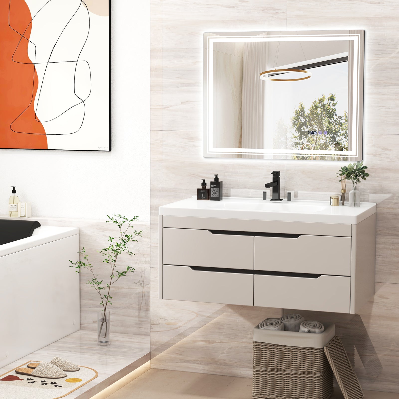 Defogging LED Bathroom Mirror with Memory Function and Anti-Fog-L