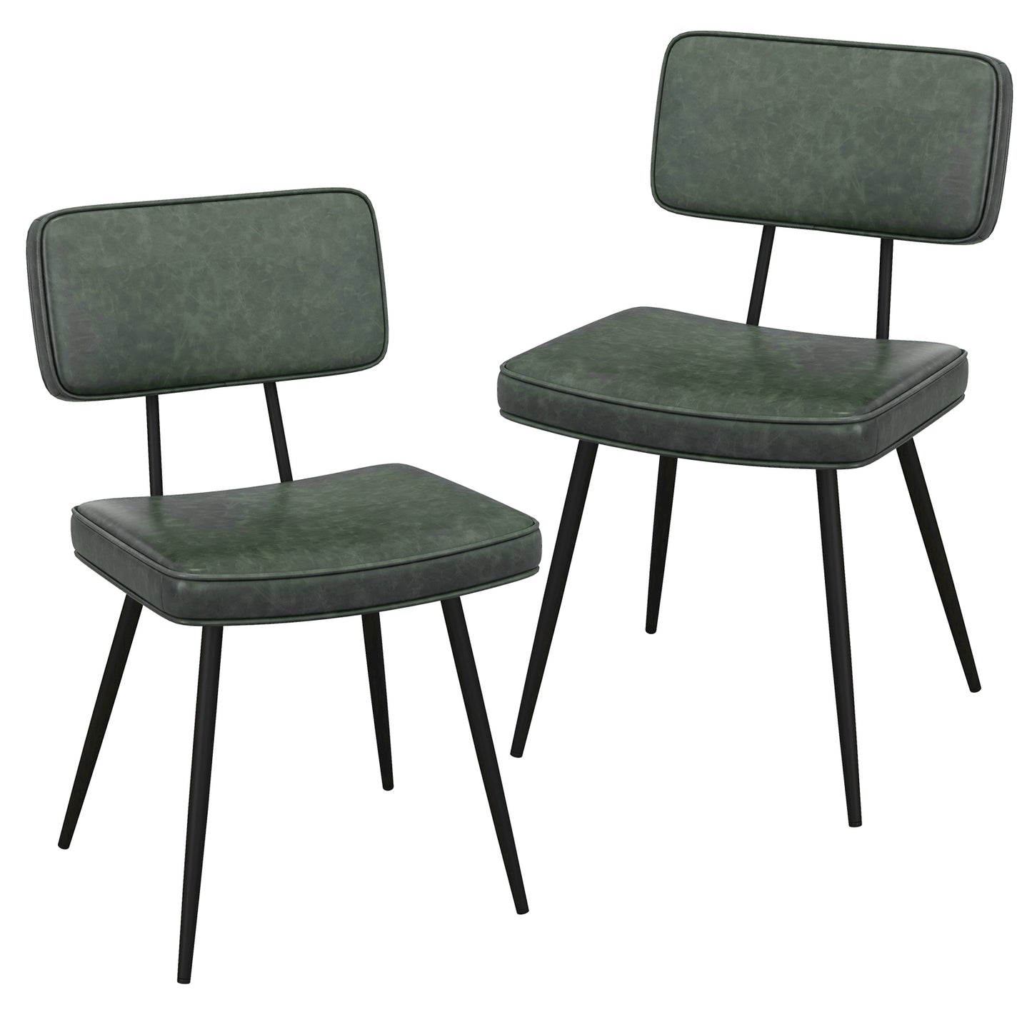Dining Chair Set of 2 with Padded Backrest and Seat-Brown - Dark Green
