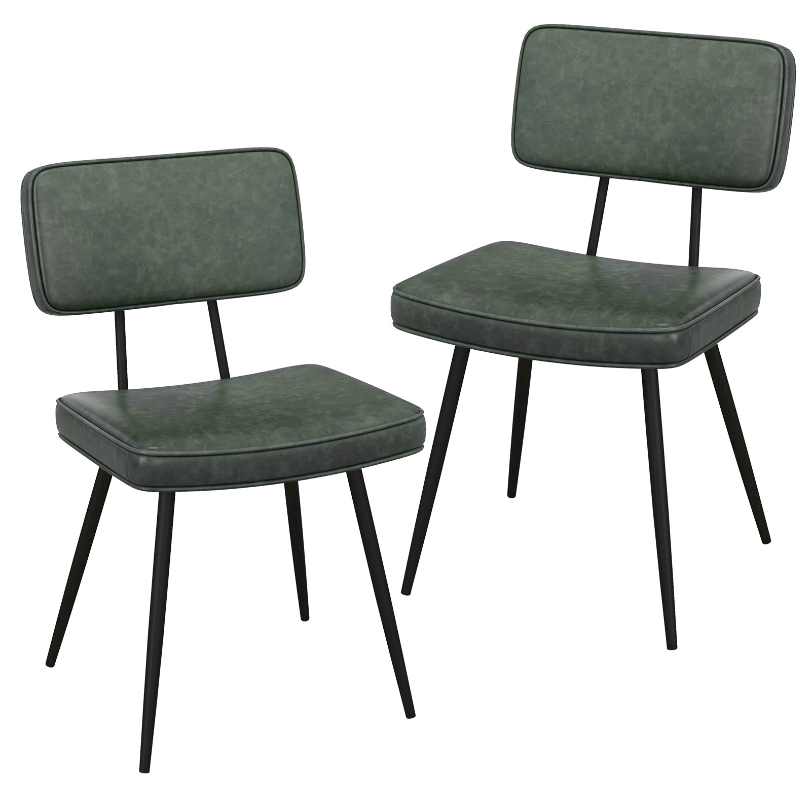 Dining Chair Set of 2 with Padded Backrest and Seat-Brown - Dark Green