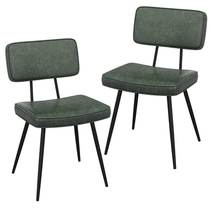 Dining Chair Set of 2 with Padded Backrest and Seat-Brown - Dark Green