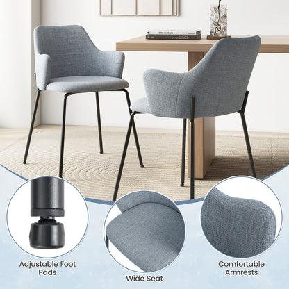 Dining Chairs Set of 2 with Curved Backrest Wide Seat and Armrests