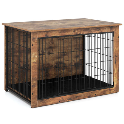 Dog Crate Furniture with Cushion and Double Doors for Small/Medium Dogs-37 Inches - 37 Inches