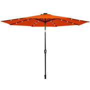 10' Solar LED Lighted Patio Market Umbrella Shade Tilt Adjustment Crank-Orange