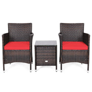 3 Pcs Outdoor Rattan Wicker Furniture Set-Red
