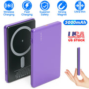 2 In 1 5000mAh 8MM Slim MagSafe Wireless Power Bank PD20W Magnetic Fast Charger Portable Phone Charger Fit for IOS Phone 15 14 13 12 Series And More