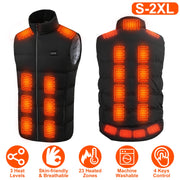 Heated Vest Men Women Heated Jacket with 23 Heating Zones 3 Heat Levels USB Powered Machine Washable for Winter Hiking Skiing Skating Outdoor Activiti