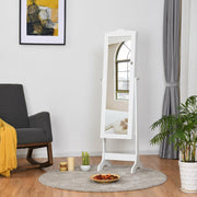 14 LED Jewelry Armoire Cabinet with Full Length Mirror and 4 Tilting Angles-White