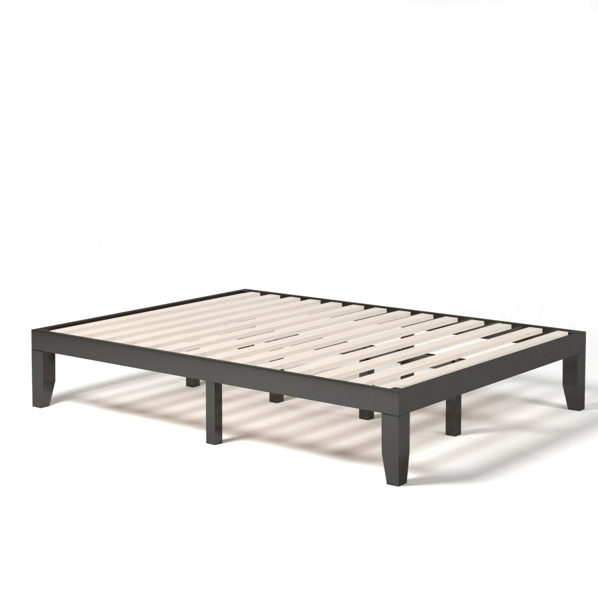 Queen Size 14 Inch Wooden Bed Mattress Frame-Brown - Brown