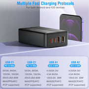 65W Fast Wall Charger 4 Port USB Charging Station PD3.0 QC3.0 Adapter