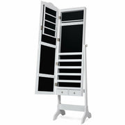 14 LED Jewelry Armoire Cabinet with Full Length Mirror and 4 Tilting Angles-White