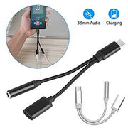 USB Type C to 3.5mm Aux Audio Charging Adapter Braided TPE Metal Shell Headphone Jack Splitter Cable Wire Charger