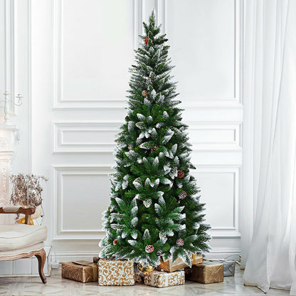 5/6/7.5 Feet Artificial Pencil Christmas Tree with Pine Cones-5 Feet