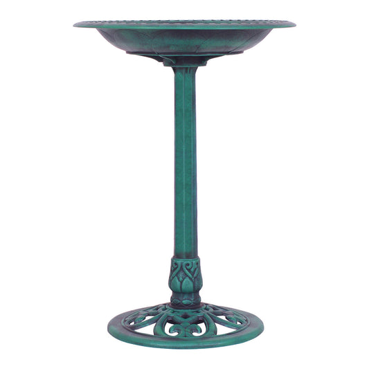 Outdoor Garden Green Pedestal Bird Bath Feeder
