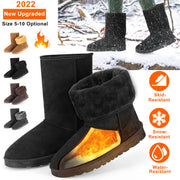 Women Ladies Snow Boots Waterproof Faux Suede Mid-Calf Boots Fur Warm Lining Shoes