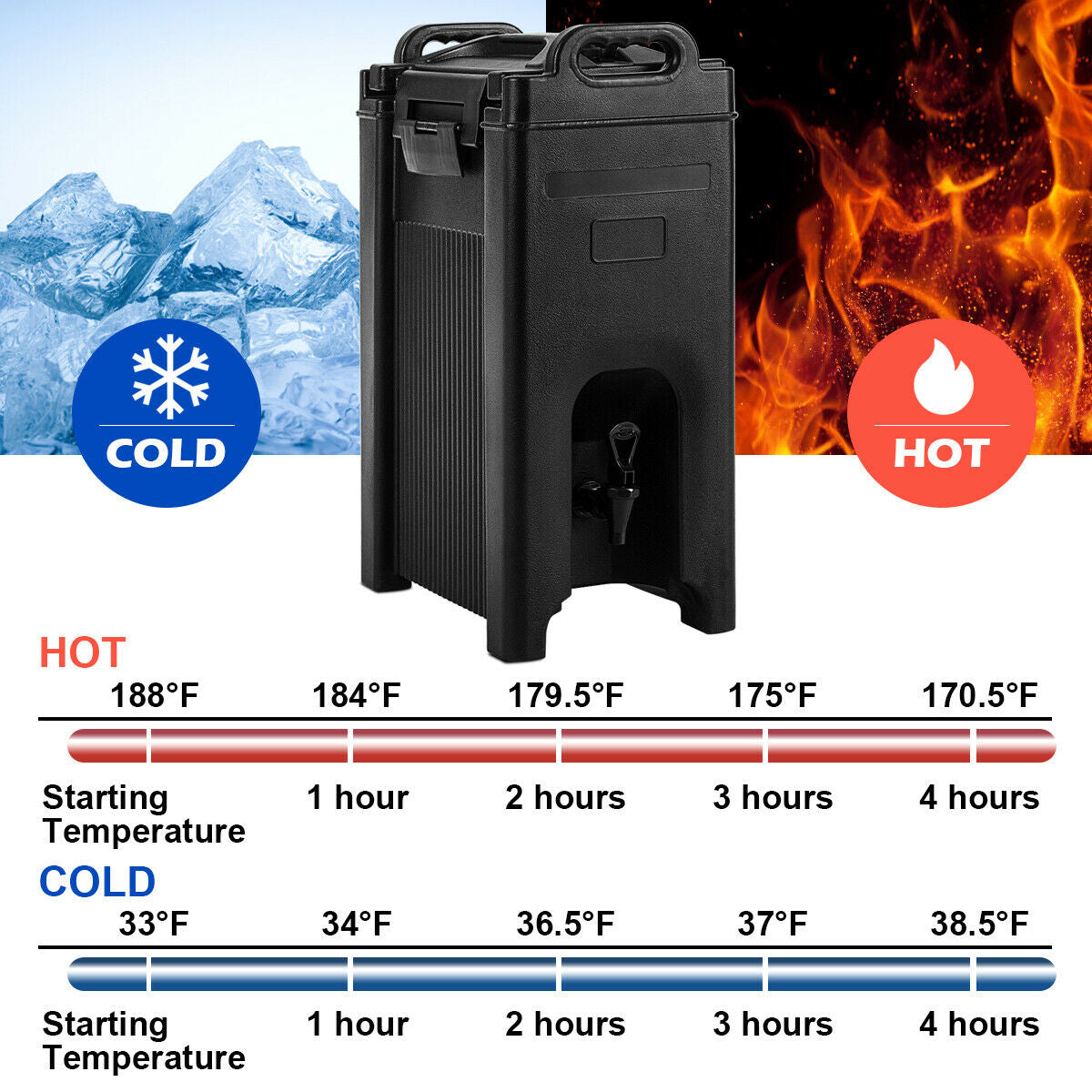 5 Gallon Insulated Beverage Server Dispenser-Black
