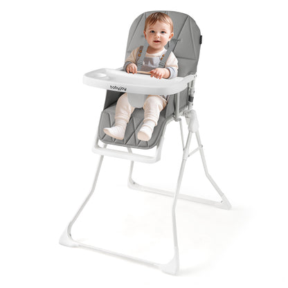 Easy Clean Compact Highchair with Removable Adjustable Tray and PU Seat Cushion-Green - Gray