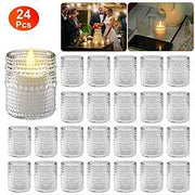 24Pcs Clear Glass Candle Holders Votive Tealight Candle Holder Set