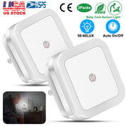 2Packs LED Night Lights Plug-in Light Sensor Lamps Cordless Indoor LED Lighting For Postpartum Mother Babysitter Aged Parent Bedroom Bathroom