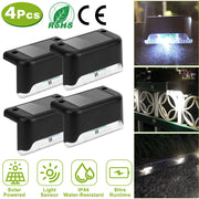 4Pcs Solar Powered LED Step Lights Outdoor Dusk To Dawn Sensor Fence Lamps