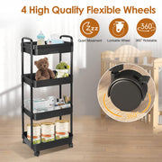 4 Tier Rolling Utility Cart Movable Storage Organizer with Drawer Lockable Wheels