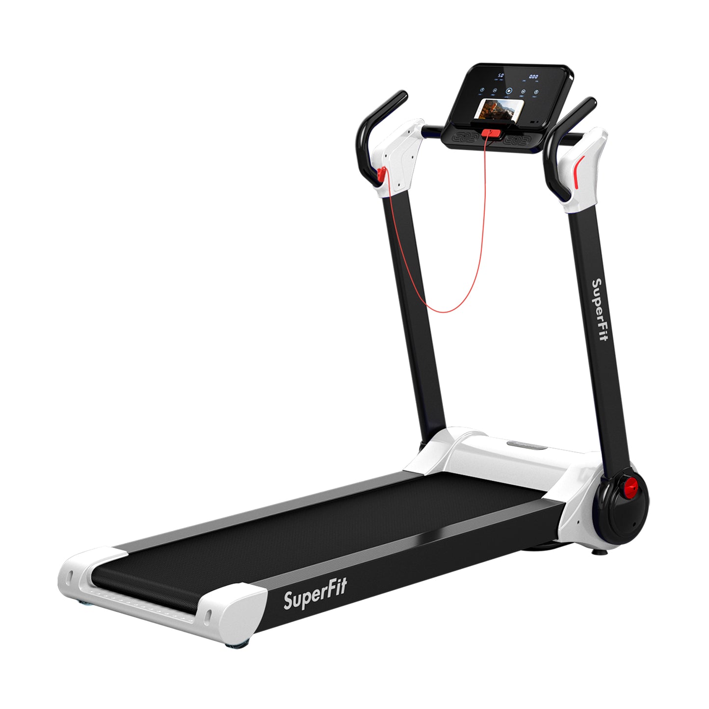 2.25 HP Electric Motorized Folding Running Treadmill Machine with LED Display-Black - White