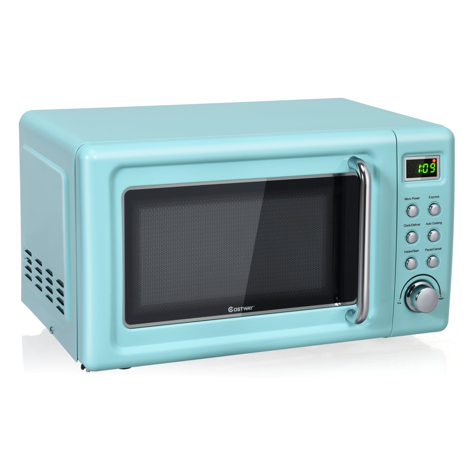 700W Retro Countertop Microwave Oven with 5 Micro Power and Auto Cooking Function-Cream White - Green