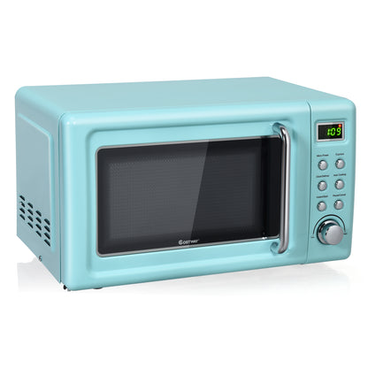 700W Retro Countertop Microwave Oven with 5 Micro Power and Auto Cooking Function-Cream White - Green