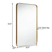 32 Inch x 20 Inch Metal Frame Wall-Mounted Rectangle Mirror