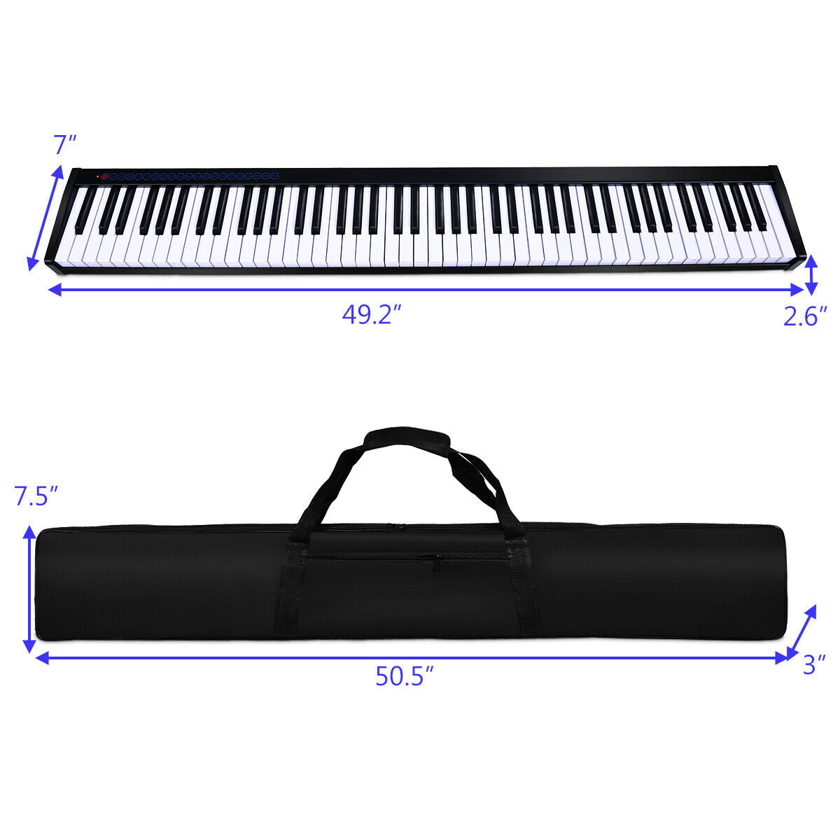 88-Key Portable Electronic Piano with Voice Function-Black