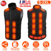 Heated Vest Men Women Heated Jacket with 23 Heating Zones 3 Heat Levels USB Powered Machine Washable for Winter Hiking Skiing Skating Outdoor Activiti