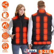 Heated Vest Men Women Heated Jacket with 23 Heating Zones 3 Heat Levels USB Powered Machine Washable for Winter Hiking Skiing Skating Outdoor Activiti