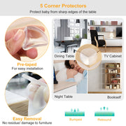 5Pcs Kids Safety Locks w/ 5 Furniture Corner Protectors Drawer Cabinet Strap