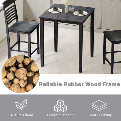 Square Dining Table with Solid Wood Frame for 4-Person-Gray