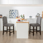 2 Pcs Fabric Nail Head Counter Height Dining Side Chairs Set-Gray