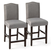2 Pcs Fabric Nail Head Counter Height Dining Side Chairs Set-Gray