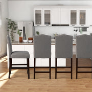 2 Pcs Fabric Nail Head Counter Height Dining Side Chairs Set-Gray