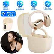 Wireless V5.4 Open Ear Earbuds with Earhook LED Display Charging Case IPX5 Waterproof 300Hrs Standby Time Touch Control Stereo Sport Headphones for Wo