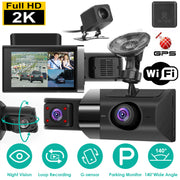 2K Car DVR 3 Channel Dash Cam Camcorder Camera Recorder