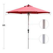 9 Feet Patio Outdoor Market Umbrella with Aluminum Pole without Weight Base-Dark Red