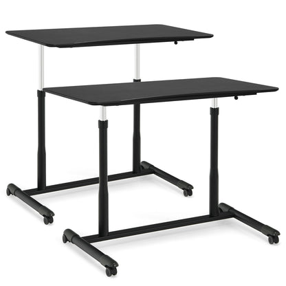 Height Adjustable Computer Desk Sit to Stand Rolling