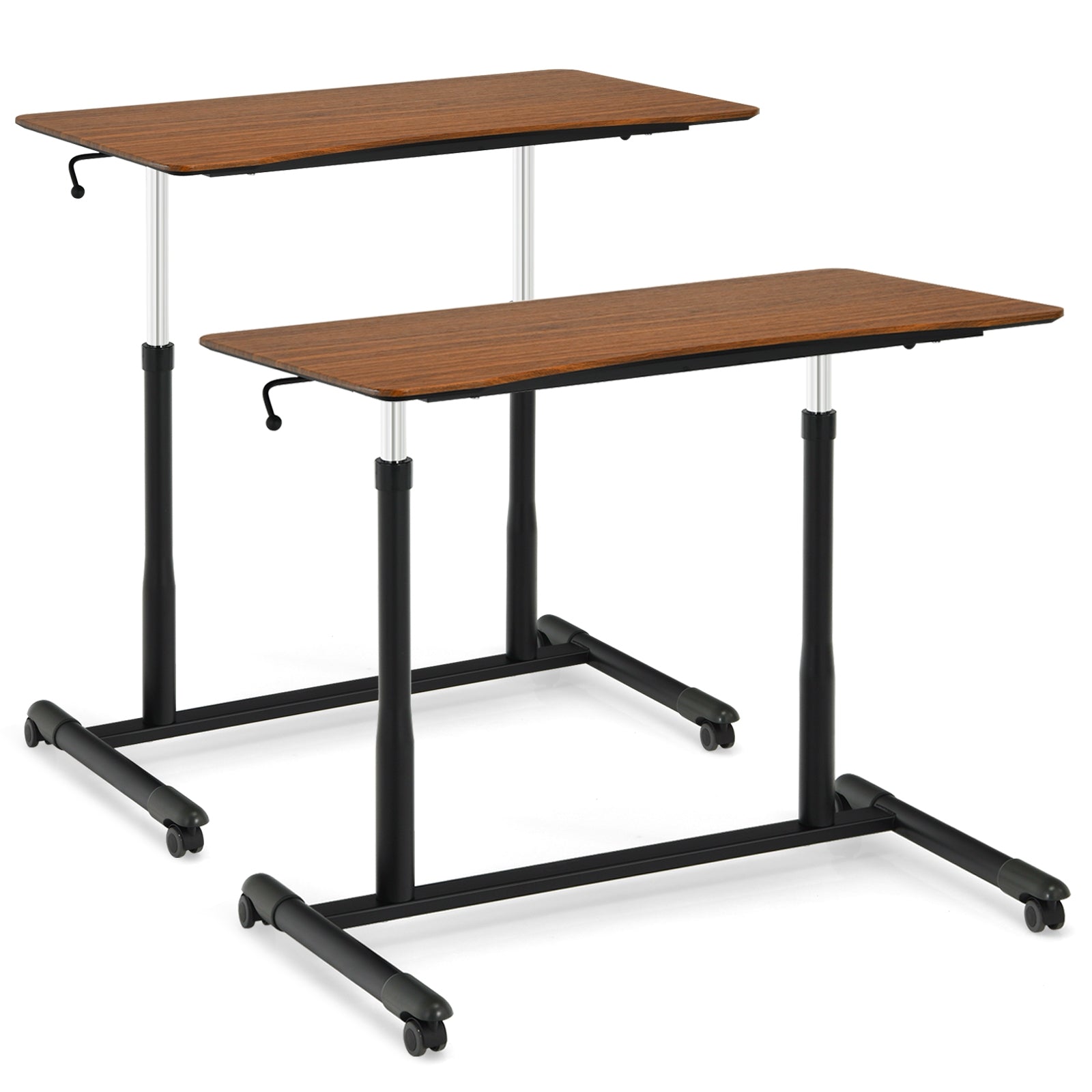 Height Adjustable Computer Desk Sit to Stand Rolling Notebook Table -Black - Brown