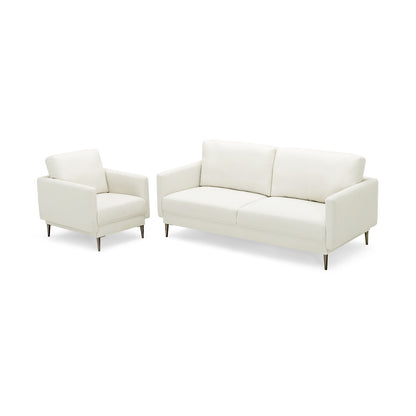 Modern Loveseat with Comfy Backrest Cushions-White