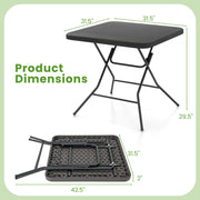 2.6FT Foldable Dining Table with Wood Grain HDPE Tabletop and Non-slip Foot Pads-Black