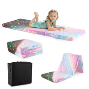 Foldable Floor Mattress for Kids with Washable Flannel Cover-Dark Gray - Multicolor