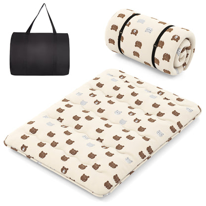 Foldable Futon Mattress with Washable Cover and Carry Bag for Camping-King Size - Queen Size